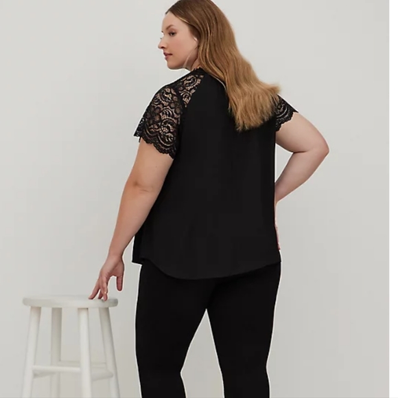 Torrid Black Georgette Lace Trim Blouse Sz 6X - Picture 6 of 6
